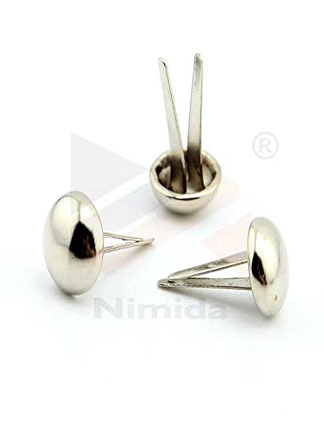Nimida™ Large 15 mm Metal Brad Pins/Split Pin/Rivet/Stud/Skull pins/Spikes/Paper Fastener for Scrapbooking, DIY, Leather Goods, Spikes | Shiny Steel/Silver Colour | 100 nos - Image 3